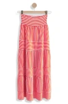 Next Stripe Smocked Maxi Skirt In White/red