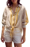 Next Tie Front Jacquard Shirt