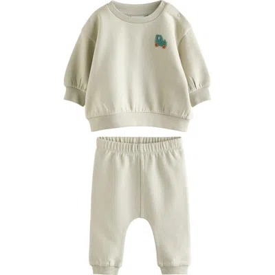 Next Babies'  Tractor Emblem Sweatshirt & Sweatpants Set In Green