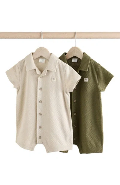 Next Babies'  Two-pack Textured Rompers In Green