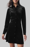 Next Velvet Mini Shirtdress In Black