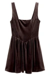 Next Velvet Sleeveless Minidress In Brown