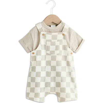 Next Babies'  Wobbling Checkerboard Knit Overalls & Bodysuit Set In White