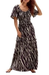 Next Zebra Print Tiered Maxi Dress