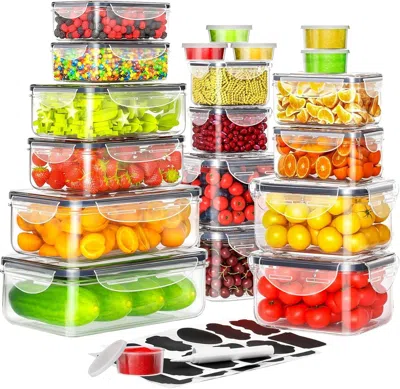 Nextee 40 Pcs Food Storage Containers With Lids Airtight (20 Containers & 20 Lids), Plastic Storage Meal Pr In Transparent