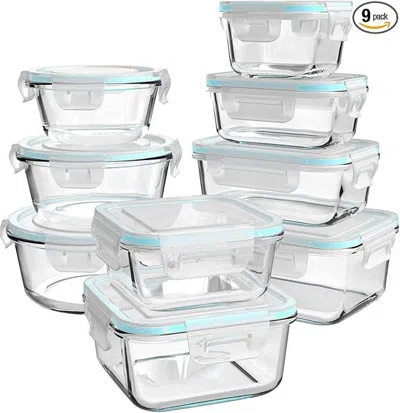 Nextee Glass Food Storage Containers With Lids, [18 Piece] Glass Meal Prep Containers, Containers For Food  In White