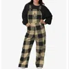 Nfl Apparel New Orleans Saints Plaid Bib Overalls In Yellow