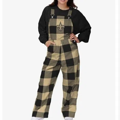 Nfl Apparel New Orleans Saints Plaid Bib Overalls In Yellow