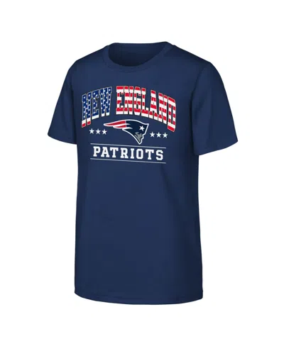 Nfl Kids' Big Boys And Girls Navy New England Patriots Americana Arch T-shirt In Blue