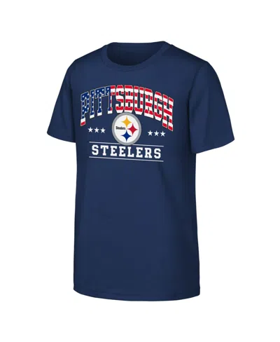 Nfl Kids' Big Boys And Girls Navy Pittsburgh Steelers Americana Arch T-shirt In Blue