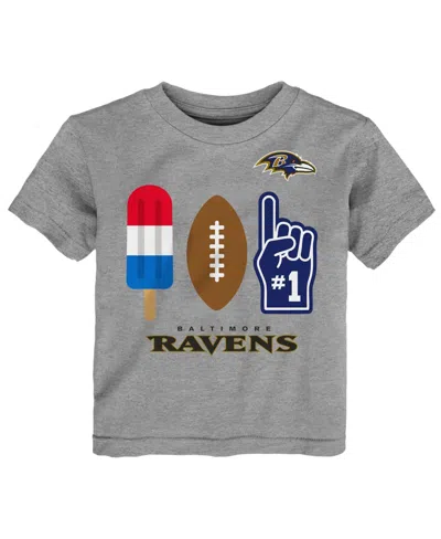 Nfl Babies' Boys' And Girls' 2t-5t Baltimore Ravens Americana Pop Screen-printed Graphic T-shirt In Gray