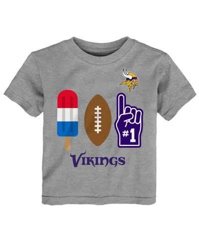 Nfl Babies' Boys' And Girls' 2t-5t Minnesota Vikings Americana Pop Screen-printed Graphics Cotton-blend T-shirt In Gray
