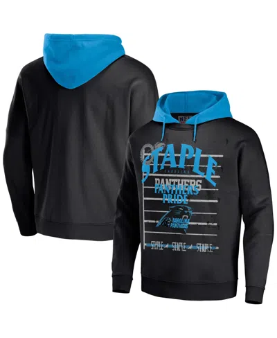 Nfl Properties Men's Nfl X Staple Black Carolina Panthers Oversized Gridiron Vintage-like Wash Pullover Hoodie