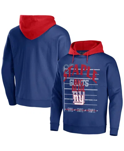 Nfl Properties Men's Nfl X Staple Blue New York Giants Oversized Gridiron Vintage-like Wash Pullover Hoodie