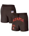 Nfl Properties Men's Nfl X Staple Brown Cleveland Browns New Age Throwback Vintage-like Wash Fleece Short In Brown