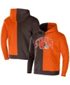 Nfl Properties Men's Nfl X Staple Brown, Orange Cleveland Browns Split Logo Pullover Hoodie In Brown,orange