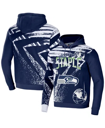 Nfl Properties Men's Nfl X Staple Navy Tennessee Titans Team Slogan All Over Print Pullover Hoodie