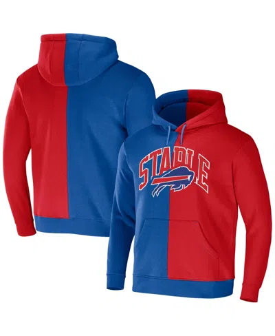 Nfl Properties Men's Nfl X Staple Royal, Red Buffalo Bills Split Logo Pullover Hoodie In Royal,red