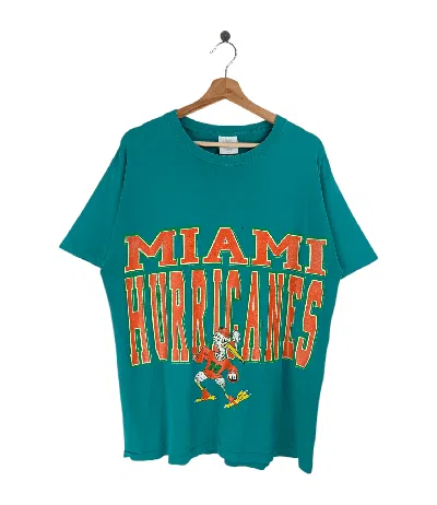 Pre-owned Nfl Thrashed Faded Vintage 90's Miami Hurricanes Gators Dolphins In Green