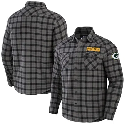 Nfl X Darius Rucker Collection By Fanatics Gray Green Bay Packers Flannel Long Sleeve Button-up Shir