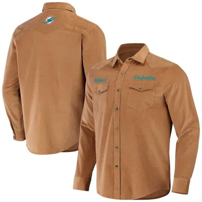Nfl X Darius Rucker Collection By Fanatics Orange Miami Dolphins Western Full-snap Shirt