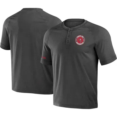 Nfl X Darius Rucker Collection By Fanatics Pewter Tampa Bay Buccaneers Washed Raglan Henley T-shirt In Gray