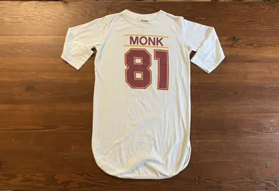 Pre-owned Nfl X Vintage 80's Art Monk 3/4 Sleeve Long Scalloped Tee In White/maroon/yellow