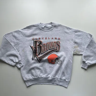 Pre-owned Nfl X Vintage 90's Cleveland Browns Nfl Football Graphic Crewneck In Gray