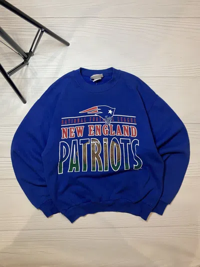 Pre-owned Nfl X Vintage New England Patriots 1995 Spell Out Y2k Sweatshirt In Blue