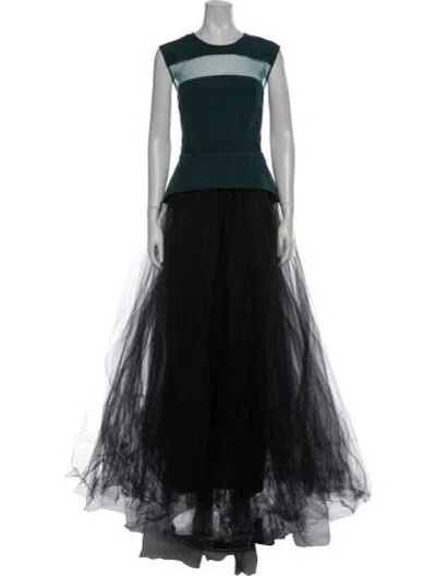 Pre-owned Nha Khanh Crew Neck Long Dress In Gray