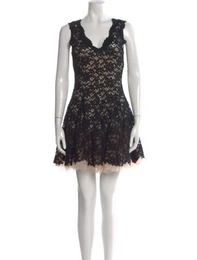 Pre-owned Nha Khanh Lace Mini Dress In Black