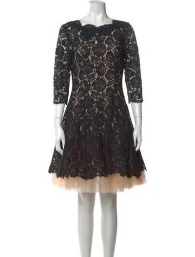 Pre-owned Nha Khanh Lace Pattern Knee-length Dress In Black