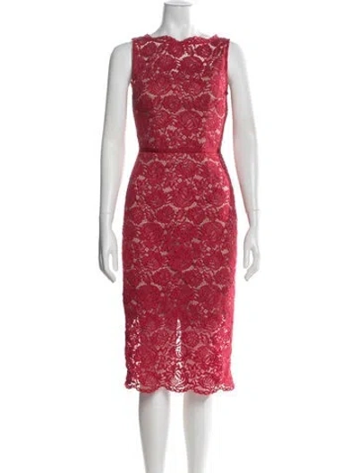 Pre-owned Nha Khanh Lace Pattern Knee-length Dress In Pink