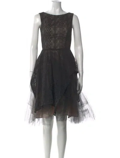 Pre-owned Nha Khanh Lace Pattern Midi Length Dress In Black