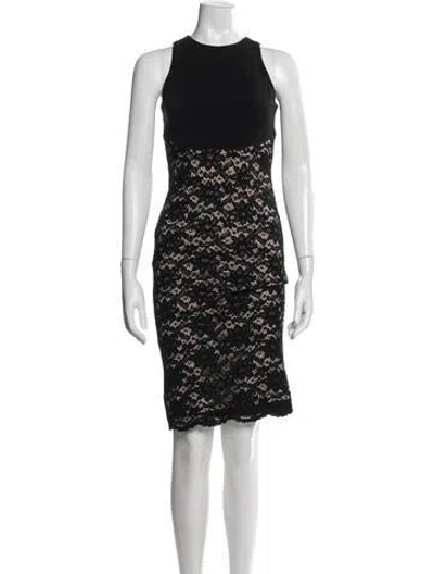 Pre-owned Nha Khanh Lace Pattern Midi Length Dress In Black