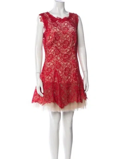 Pre-owned Nha Khanh Lace Pattern Mini Dress In Red