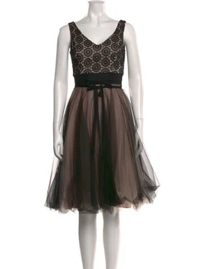 Pre-owned Nha Khanh Printed Knee-length Dress In Black