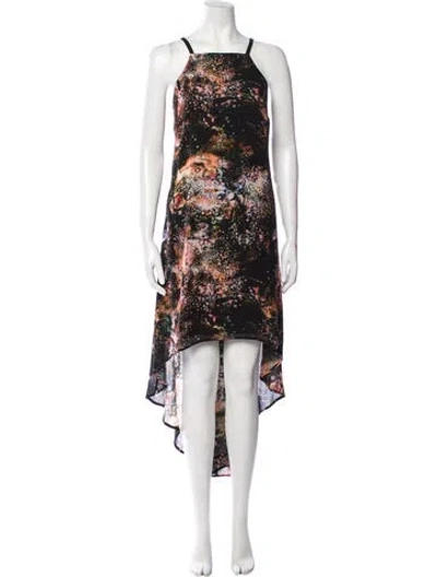 Pre-owned Nha Khanh Printed Midi Length Dress In Black