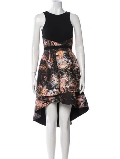 Pre-owned Nha Khanh Printed Mini Dress In Black