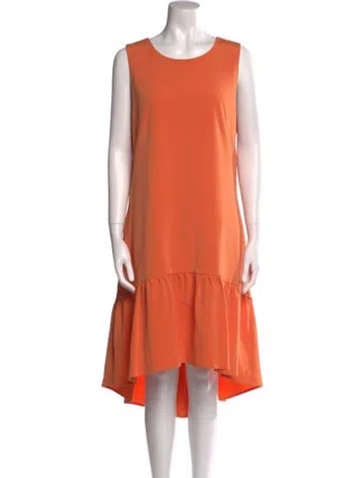 Pre-owned Nha Khanh Scoop Neck Knee-length Dress In Orange
