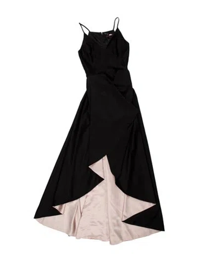 Pre-owned Nha Khanh V-neck Long Dress In Black