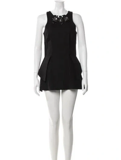 Pre-owned Nha Khanh Wool Mini Dress In Black