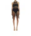 Nhall Resortwear Anamar Macrame Cover Up In Black And White