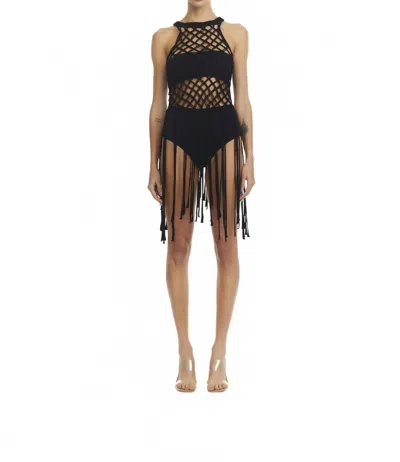 Nhall Resortwear Anamar Macrame Cover Up In Black And White In Multi