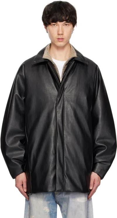 N.hoolywood Black Darted Faux-leather Jacket