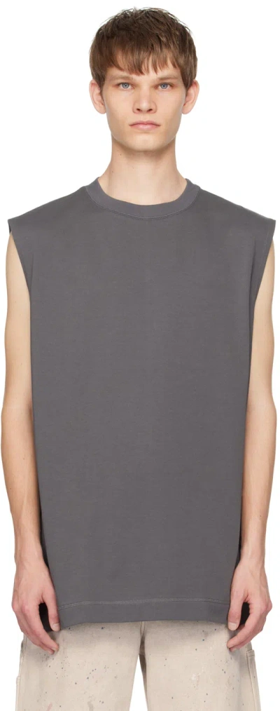 N.hoolywood Gray Crewneck Tank Top In Charcoal