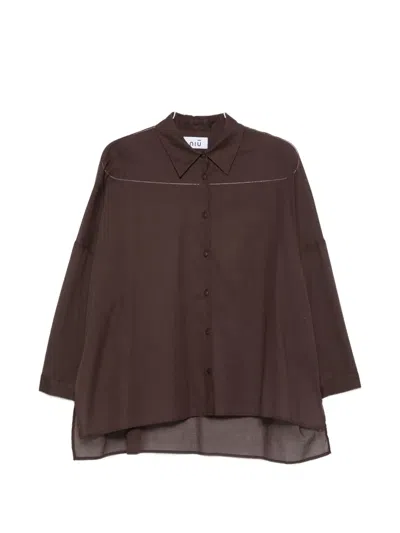 Niū Asymmetric-hem Shirt In Brown