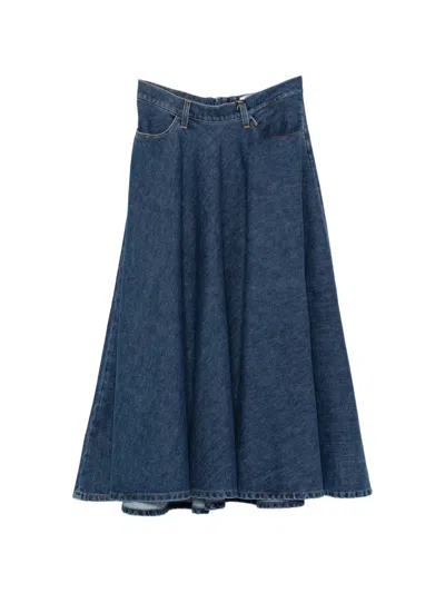 Niū Belt-loop Midi Skirt In Blue