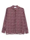 Niū Camelia Polka-dot Collared Shirt In Burgundy