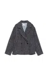 Niū Check-pattern Double-breasted Jacket In Blue
